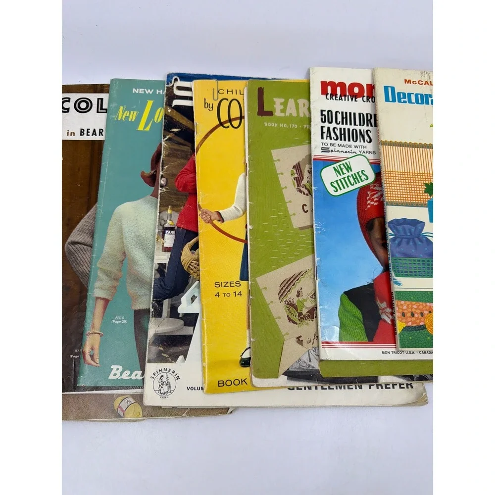 Vintage 60s 70s Knitting Pattern Book Lot Bear Brand Bernat  5lb Bulk‎